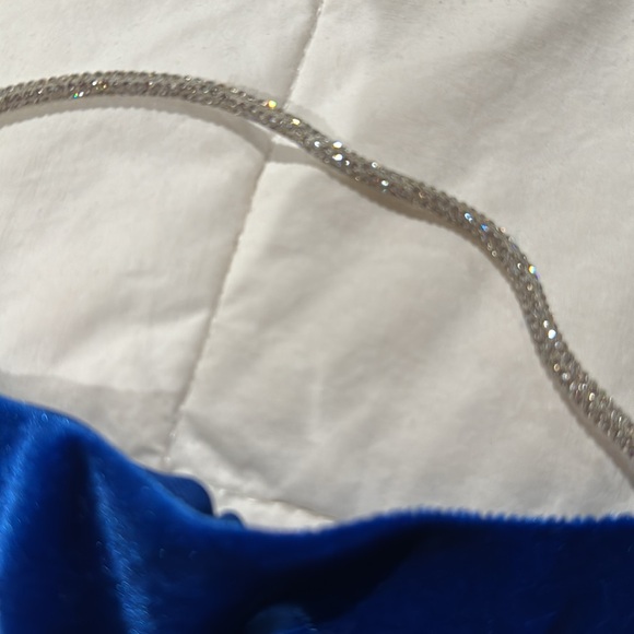 NWT. Royal Blue Velvet and silver sparkling strap cocktail dress - Picture 3 of 10